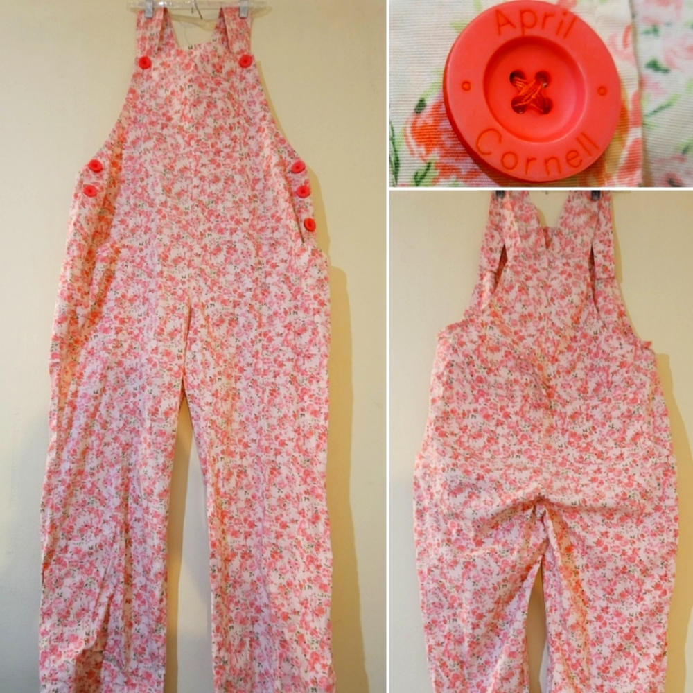 APRIL CORNELL floral spandex cotton overalls
